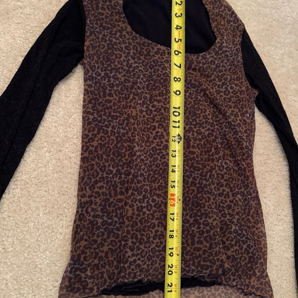 Weston Wear Animal Print Top with Dark Sleeves M